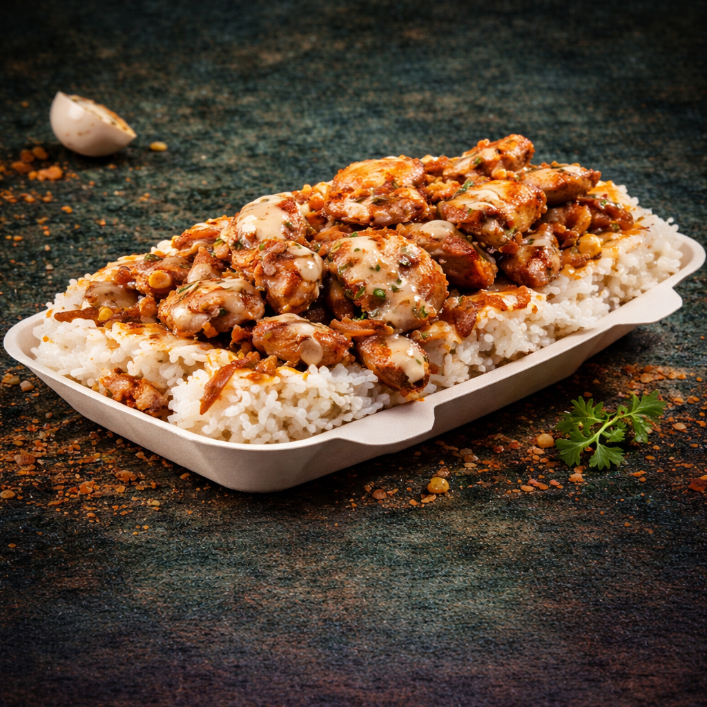 Crousty Bowl signature : poulet croustillant sur riz, sauces maison et sésame